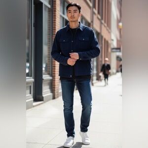 $298 Robert Graham Quilted Corduroy Navy Blue Jacket Size Medium NWT